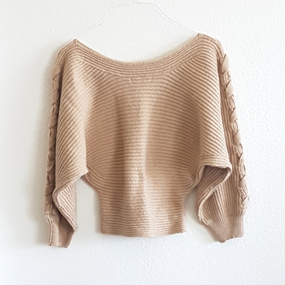 Nude wool sweater off shoulder - Picture 5 of 6